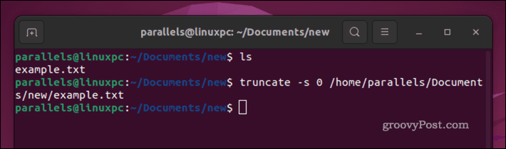 Vyprázdnenie súboru Linux pomocou príkazu truncate