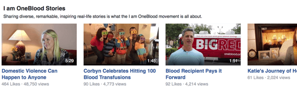 oneblood facebookové videá