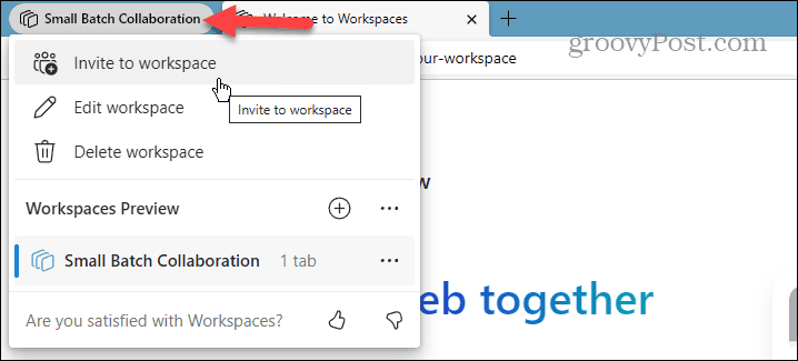 Pracovné priestory Microsoft Edge