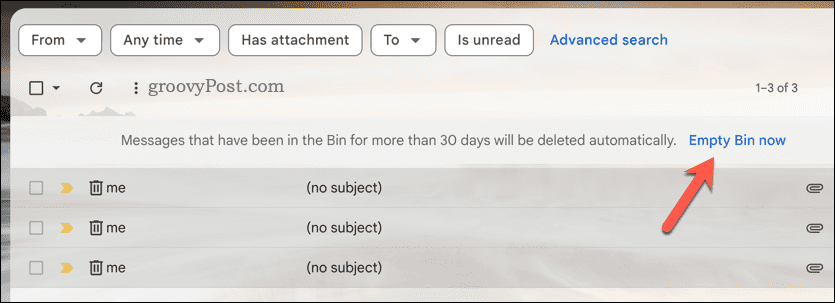 Vyprázdnite priečinok koša Gmailu
