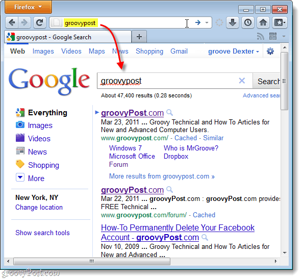 hľadať Google v predvolenom nastavení v prehliadači Firefox 4