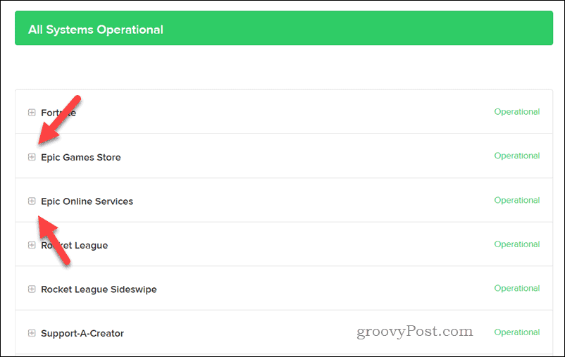 Stav služby Epic Games