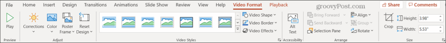 Záložka Formát videa v PowerPointe