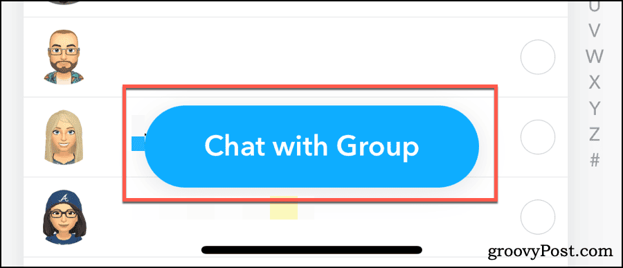 Pridanie ľudí do skupiny v službe Snapchat