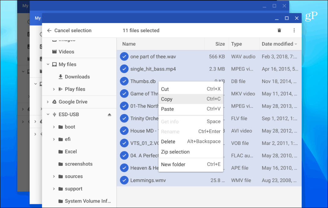 Kopírovanie súborov Chromebook