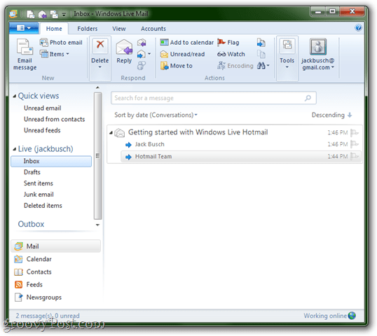 Spustite program Windows Live Mail