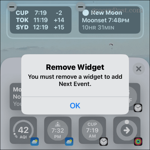 odstrániť chybu widgetu