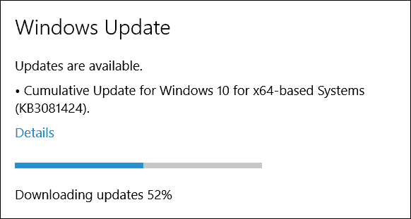 Spoločnosť Microsoft vydáva kumulatívnu aktualizáciu systému Windows 10 (KB3081424)