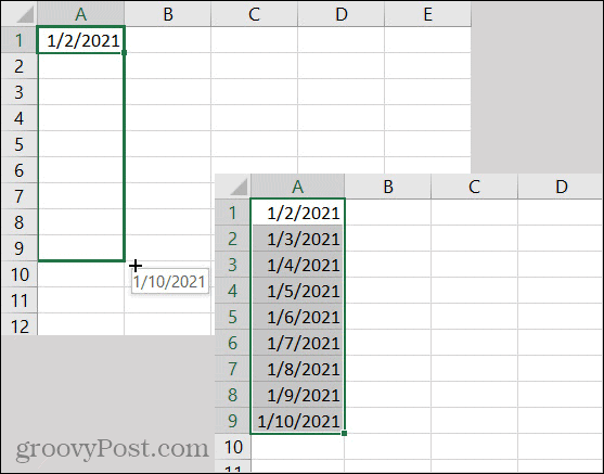 Dátumy automatického dopĺňania v programe Excel