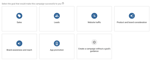 Ako nastaviť reklamnú kampaň YouTube, krok 4, vyberte cieľ reklamy YouTube, možnosti cieľa kampane