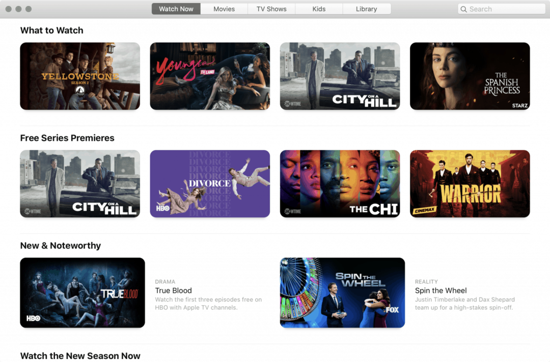 Aplikácia Apple TV na MacOS Catalina