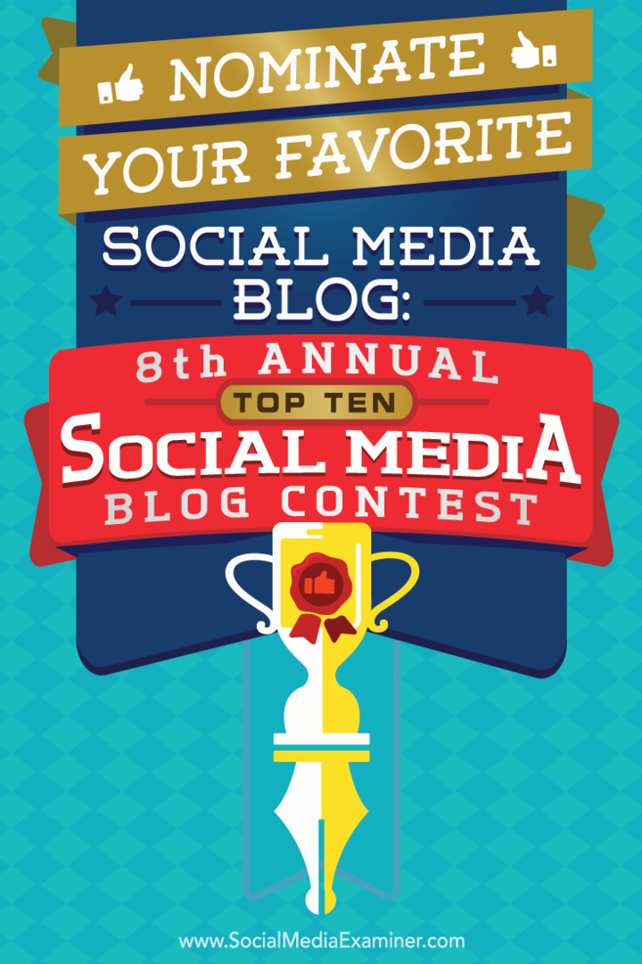 Nominujte na svoj obľúbený blog v sociálnych médiách: 8. ročník súťaže o 10 najlepších blogov v sociálnych médiách: prieskumník sociálnych médií
