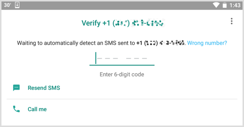 Zadajte verifikačný kód, ktorý ste dostali v aplikácii WhatsApp Business.