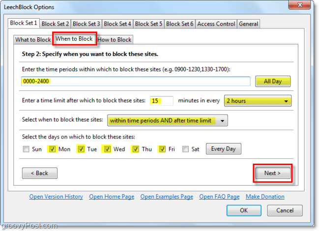 konfigurácia pri blokovaní blokov leechblock