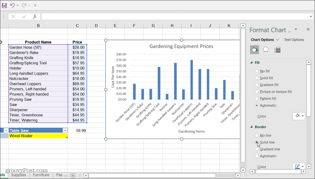  Ponuka možností formátovania grafu Excel