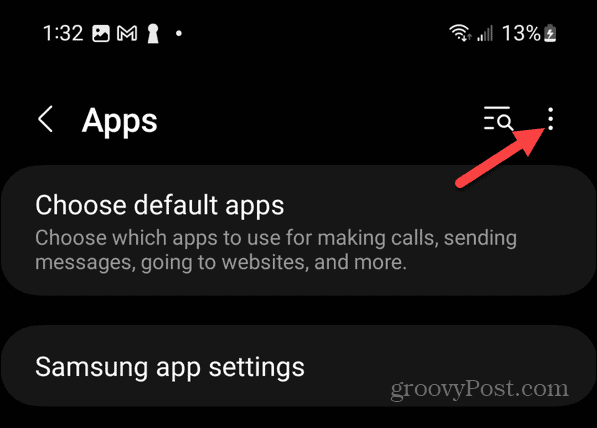tlačidlo ponuky aplikácií pre Android