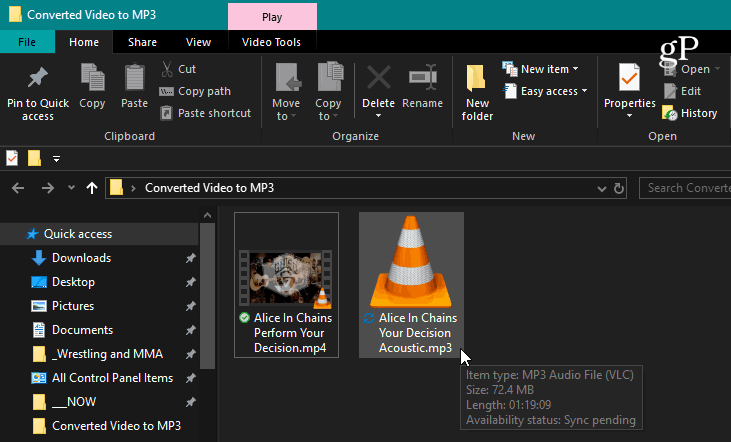 Dokončený konvertovaný súbor VLC