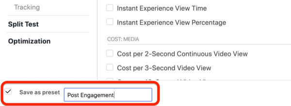 vytvorte vlastnú správu o priebehu potenciálneho zákazníka v aplikácii Facebook Ads Manager, krok 5