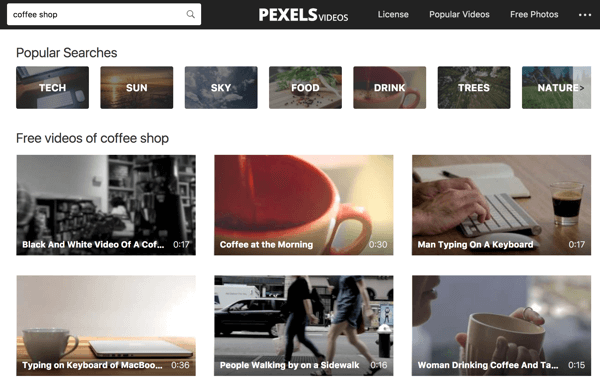 Pexels Videos uľahčuje vyhľadávanie videozáznamov pomocou kľúčových slov.
