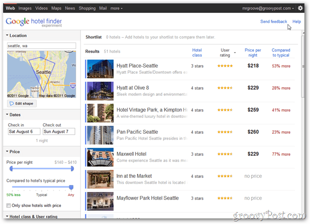 google vyhľadávač hotelov
