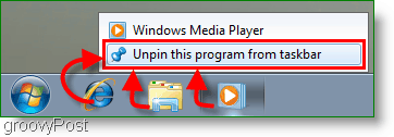 Windows 7 Uvoľnite program z obrazovky hlavného panela