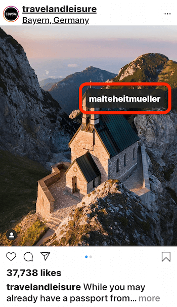instagram post by @travelandleisure showing a picture of a house on a mountain edge with a view of the water tagging @malteheitmueller in the image
