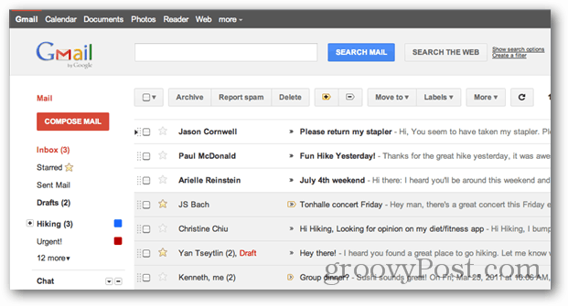 Redizajn používateľského rozhrania služby Gmail