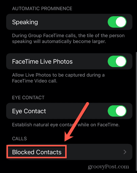 iphone facetime blokované kontakty
