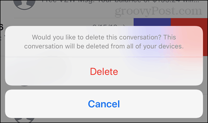 Odstráňte potvrdenie konverzácie v systéme iOS