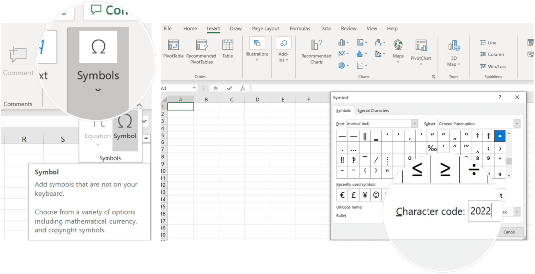 Vložte symbol do programu Microsoft Excel