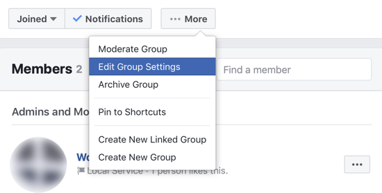 Ako vylepšiť komunitu skupín na Facebooku, možnosť ponuky upraviť nastavenia skupín na Facebooku