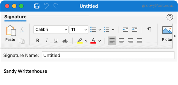 Vytvorte nový podpis v Outlooku na Macu