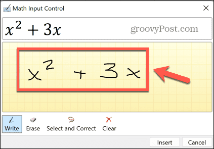 Excel napísaná rovnica