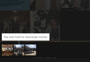 Vytvorte príbeh Splice Instagram, krok 3, ktorý zobrazuje možnosť preskupenia médií.