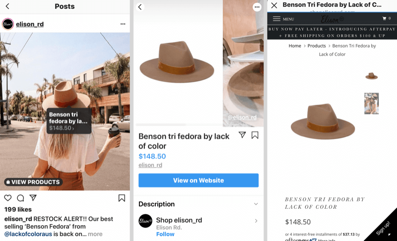 Ako predávať viac produktov na Instagrame, príklad značiek produktov Instagramu.