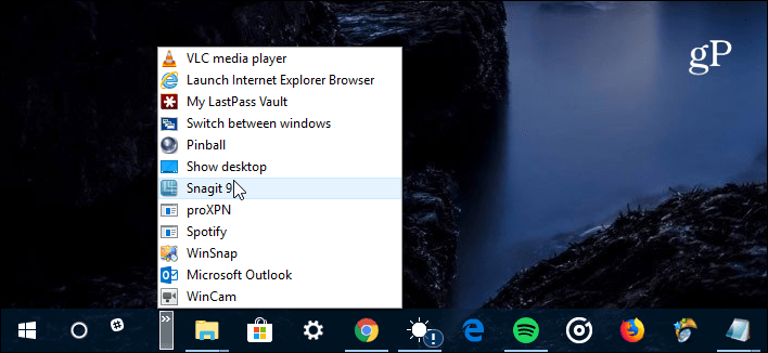 Panel Rýchle spustenie Windows 10
