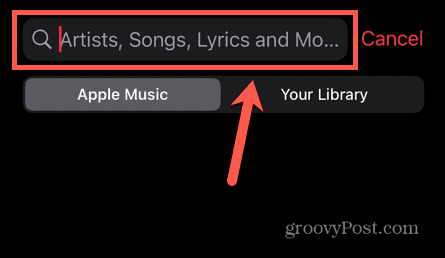 vyhľadávacie pole hudby Apple