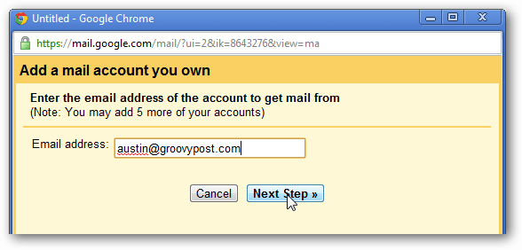 pridať e-mailovú adresu