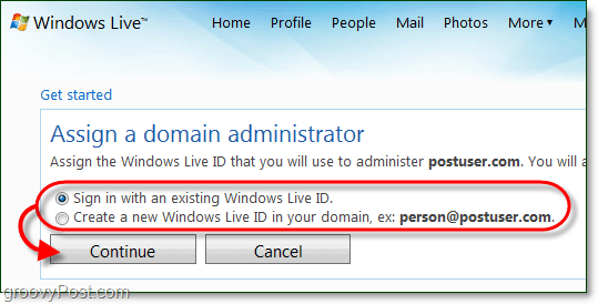 vytvorte účet správcu živej domény systému Windows alebo použite aktuálny živý účet