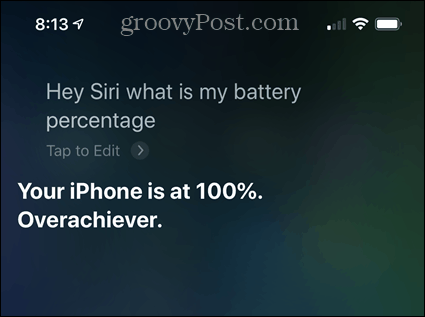 Skontrolujte percento batérie iPhone pomocou Siri