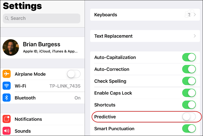 Vypnite prediktívny text pre iOS