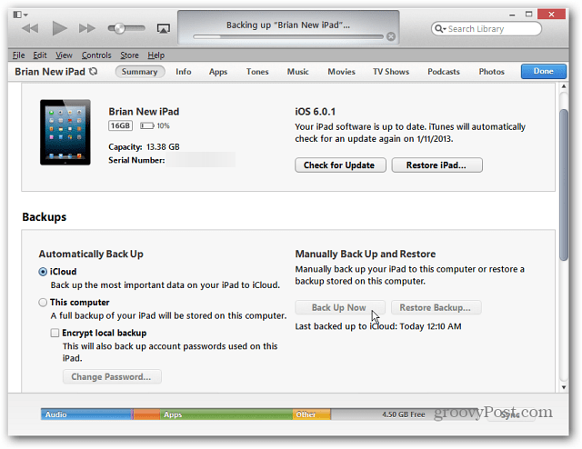 Zálohovanie iPadu cez iTunes