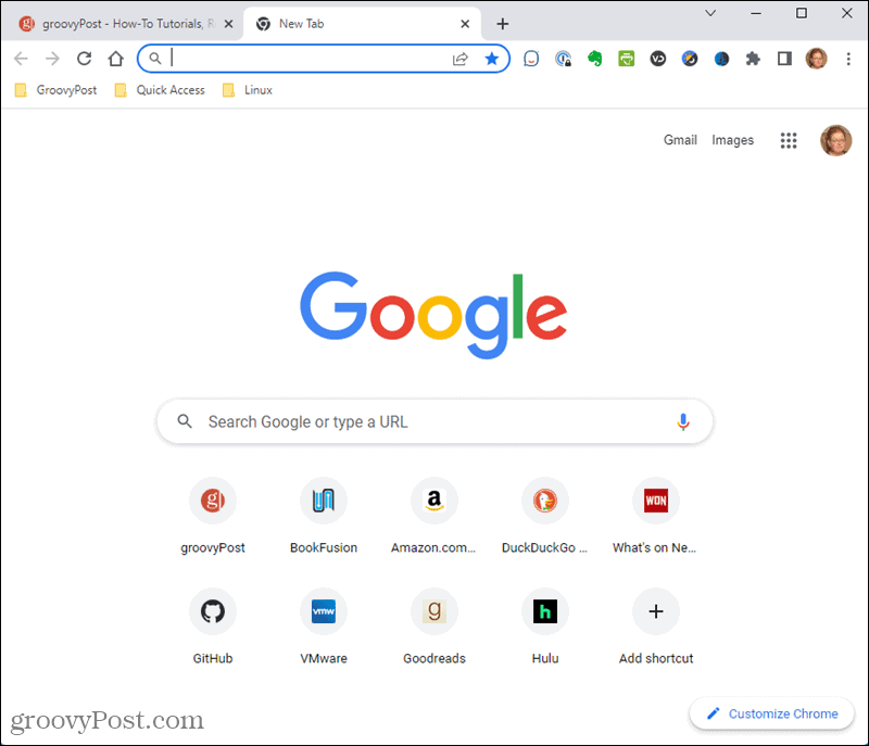 Predvolená stránka Nová karta v prehliadači Chrome