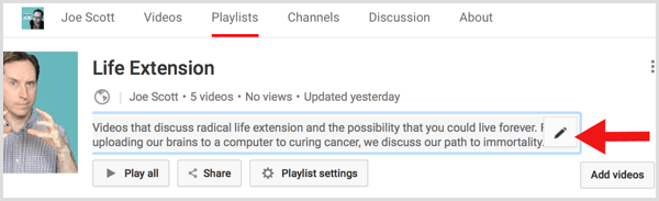 Upravte popis zoznamu videí na YouTube
