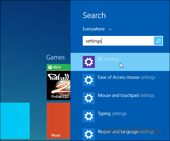 Windows 8.1 Vyhľadávanie