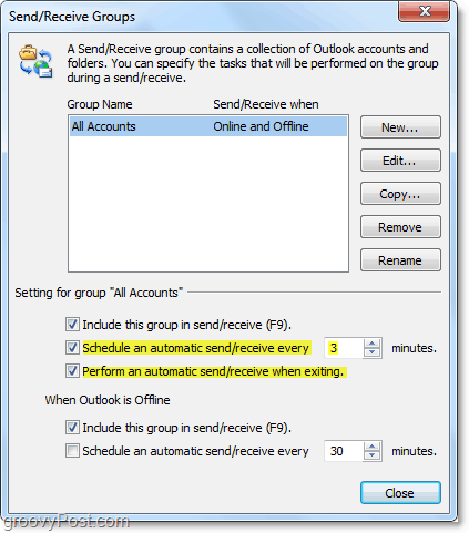 upravte čas automatického odosielania a prijímania v programe Outlook 2010