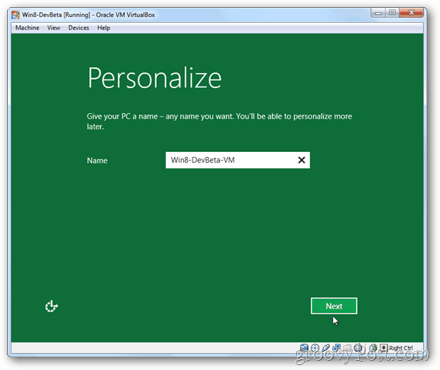 Prispôsobte názov inštalačného programu VirtualBox Windows 8