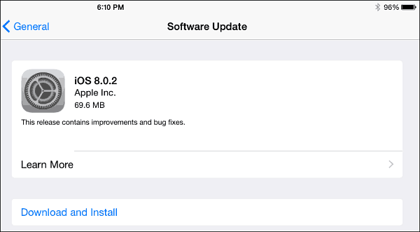 Aktualizácia systému iOS 8.0.2