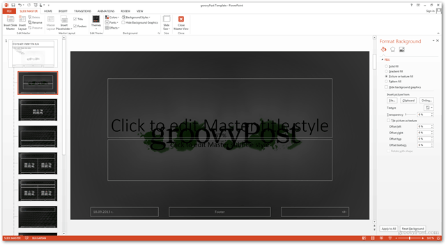 Vytvorenie šablóny balíka Office 2013 Prispôsobte si vlastný dizajn POTX Prispôsobenie snímok Prezentácia Výučba Ako na pozadie