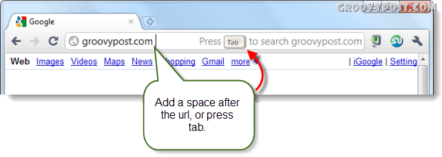 vyhľadávanie na stránkach Google z panela s adresou Chrome